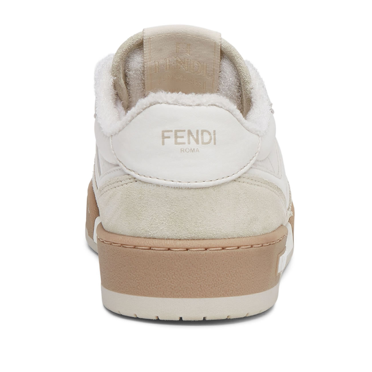 Fendi Match Cream Black White Suede And Leather Low Top Sneakers (5) - newkick.cc